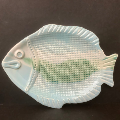 Fish Platter Pale Blue Greens & White