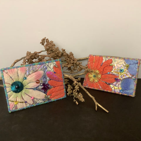 Quilted and Beaded Mini Floral Collage Cards, Rebecca MacKellar
