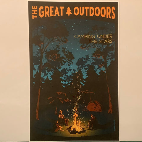 “Great Outdoors” Camping Poster, “Camping Under the Stars”