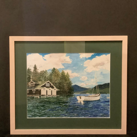 “Whiteface in the Distance” Original Matted and Framed Watercolor Painting, Jeffrey Davis, Hermon, NY