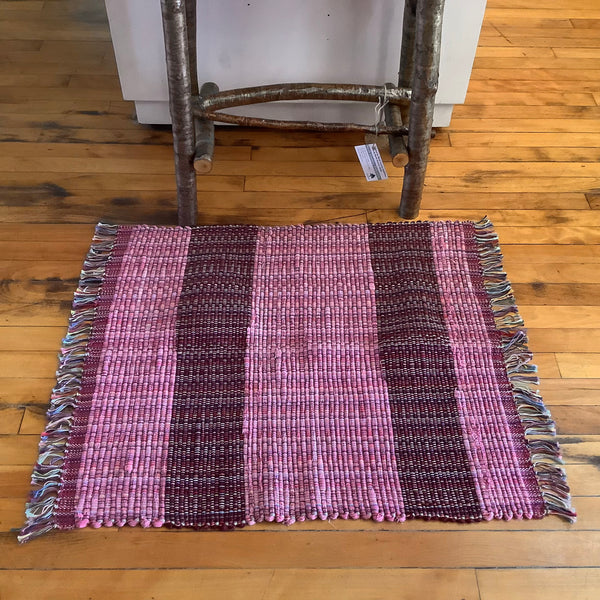“Upcycled" Woven Rug in Pinks & Burgundy