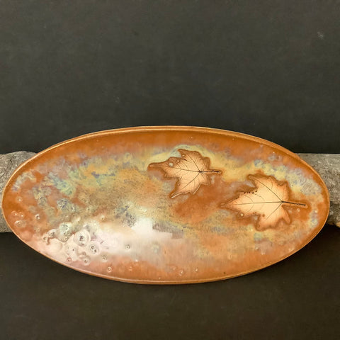 Spoon Rest Maple Leaves Design with Copper Brown Glaze