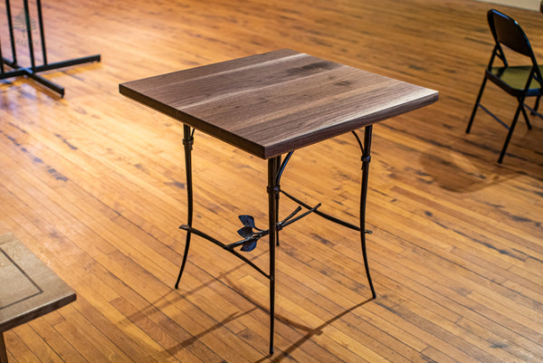 “Bistro” Table, Hand-forged Iron, Hand-milled Walnut