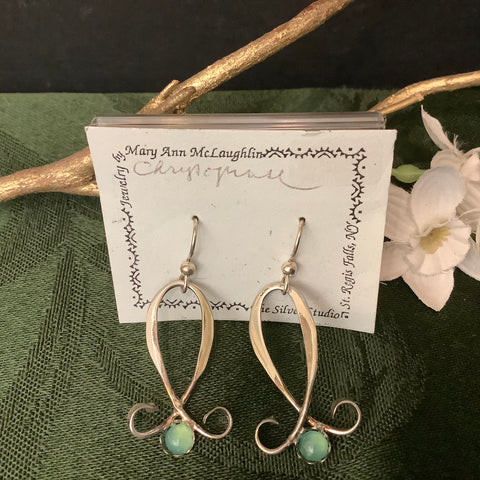 Large “Omega” Earrings with Chrysoprase