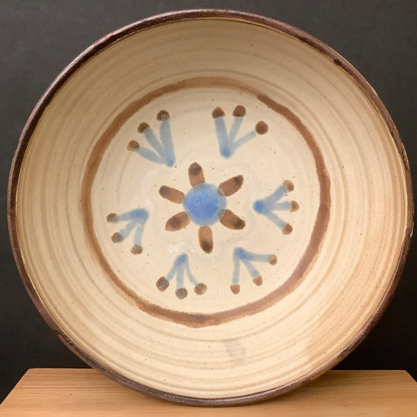 Large Tan Bowl with Floral Design