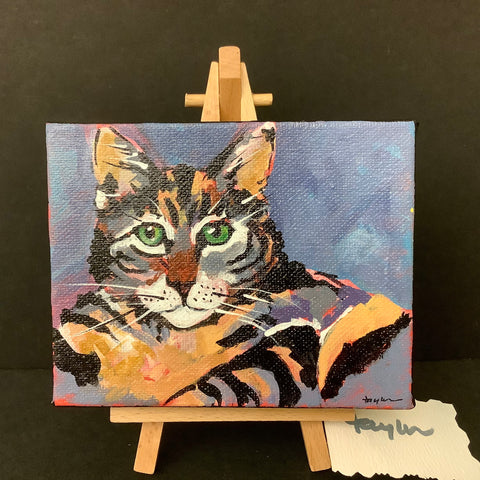 Hand Painted Tiger Striped Cat Portrait, Lynne Taylor, Merrill, NY