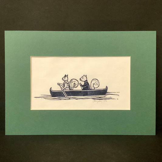 “Paddlers” Rubber Block Print with Mat