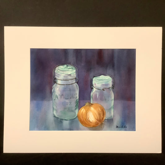 “Atlas Jars” Original Matted Watercolor