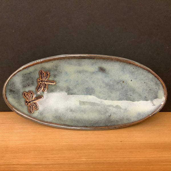 Spoon Rest Dragonflies Blue Glaze