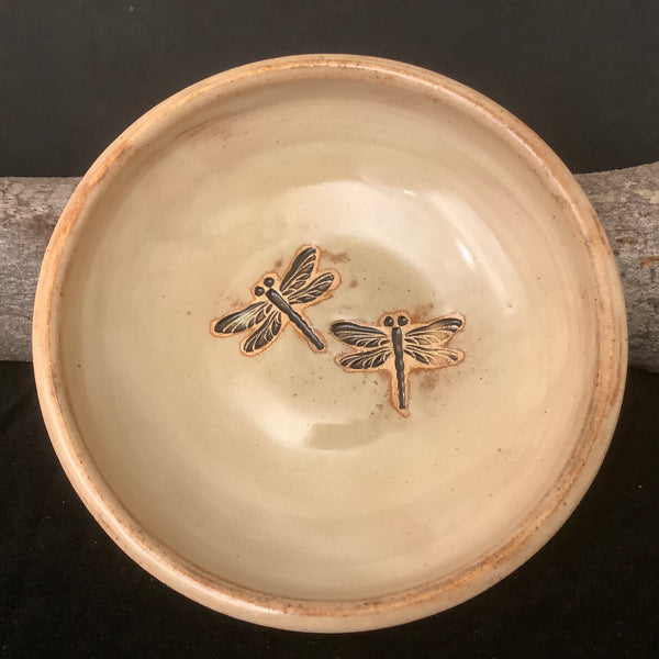 Trinket Dish Dragonfly Design Natural Matte Glaze