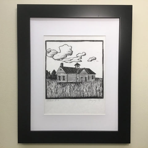 “Bygone: District No. 8”, Rubber Block Print  Framed and Matted