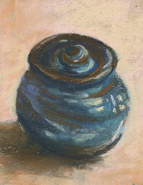 “Blue Pot” Original Framed Pastel