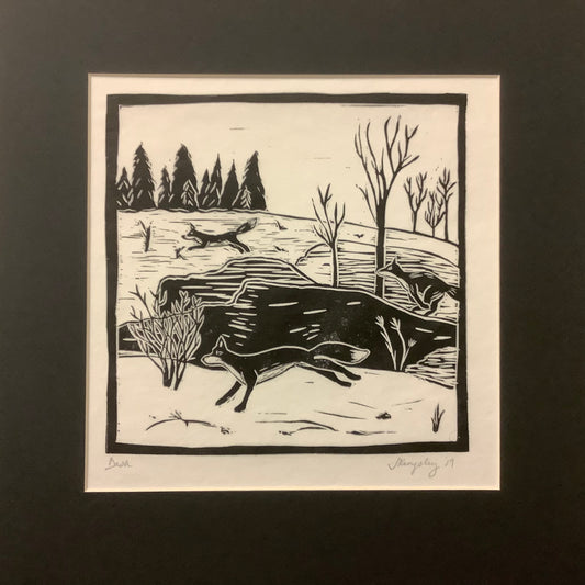 “Dash” Rubber Block Print Matted