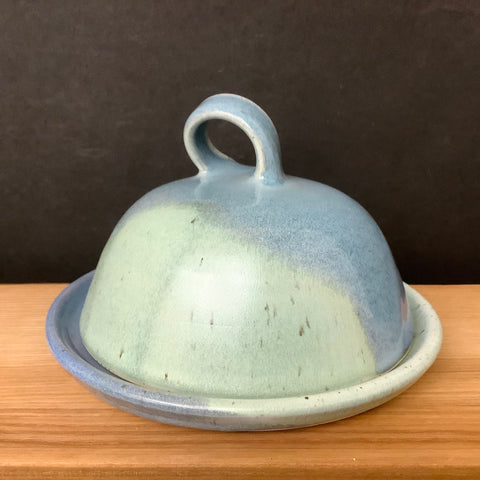 Butter/cheese Dish in Frosted Celadon & Blue