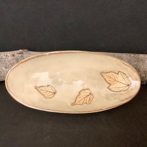 Spoon Rest Mountain Maple Leaf Design with “Birch” Glaze