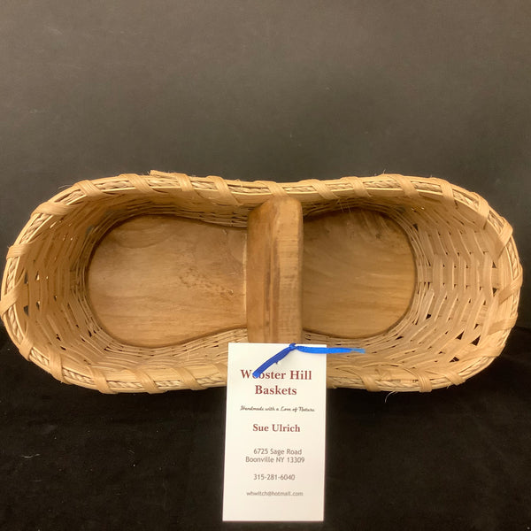 “Peanut” Basket with Wood Divider and Wood Bottom, Sue Ulrich, Boonville