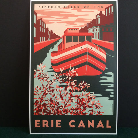 Vintage Travel Poster Erie Canal, Catherine LaPointe, Potsdam, NY