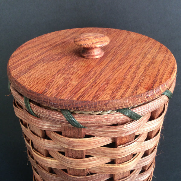 Tall Cylinder Basket with Wood Lid