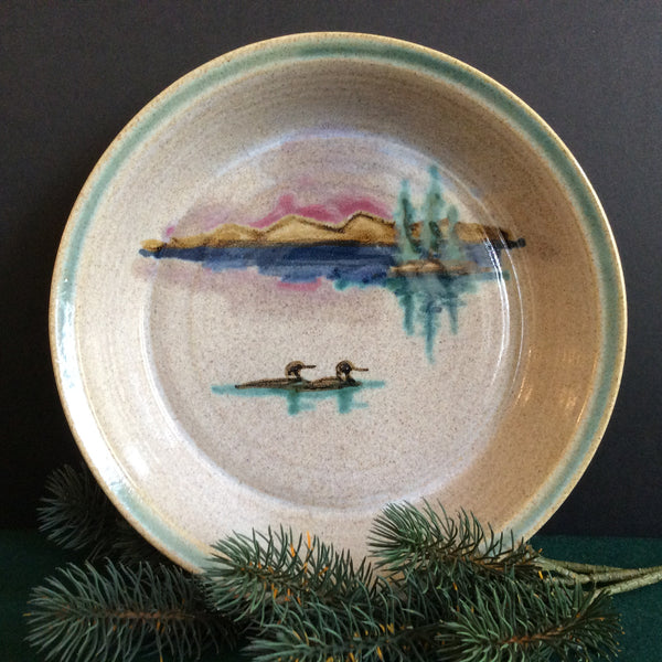 Pie Plate,Adirondack Scene with Loons