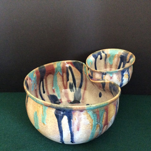 Chip'n'Dip Multi Color Drip on Natural, Fawn Ridge Pottery, Chestertown, Ny
