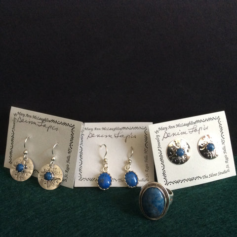 Silver Jewelry with Denim Lapis Stones