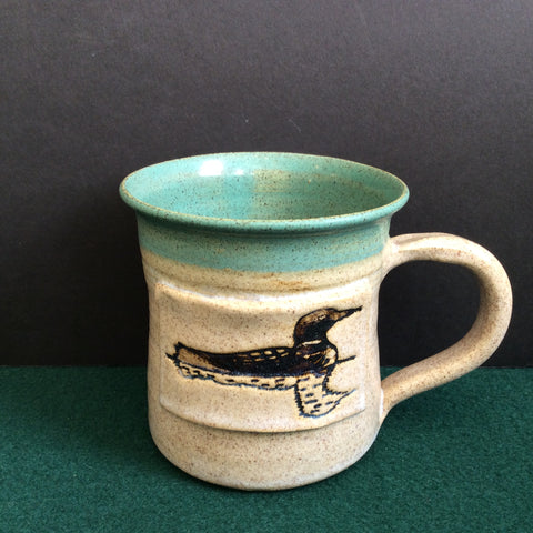 Mug with Embossed Loon, Fawn Ridge Pottery, Chestertown, NY